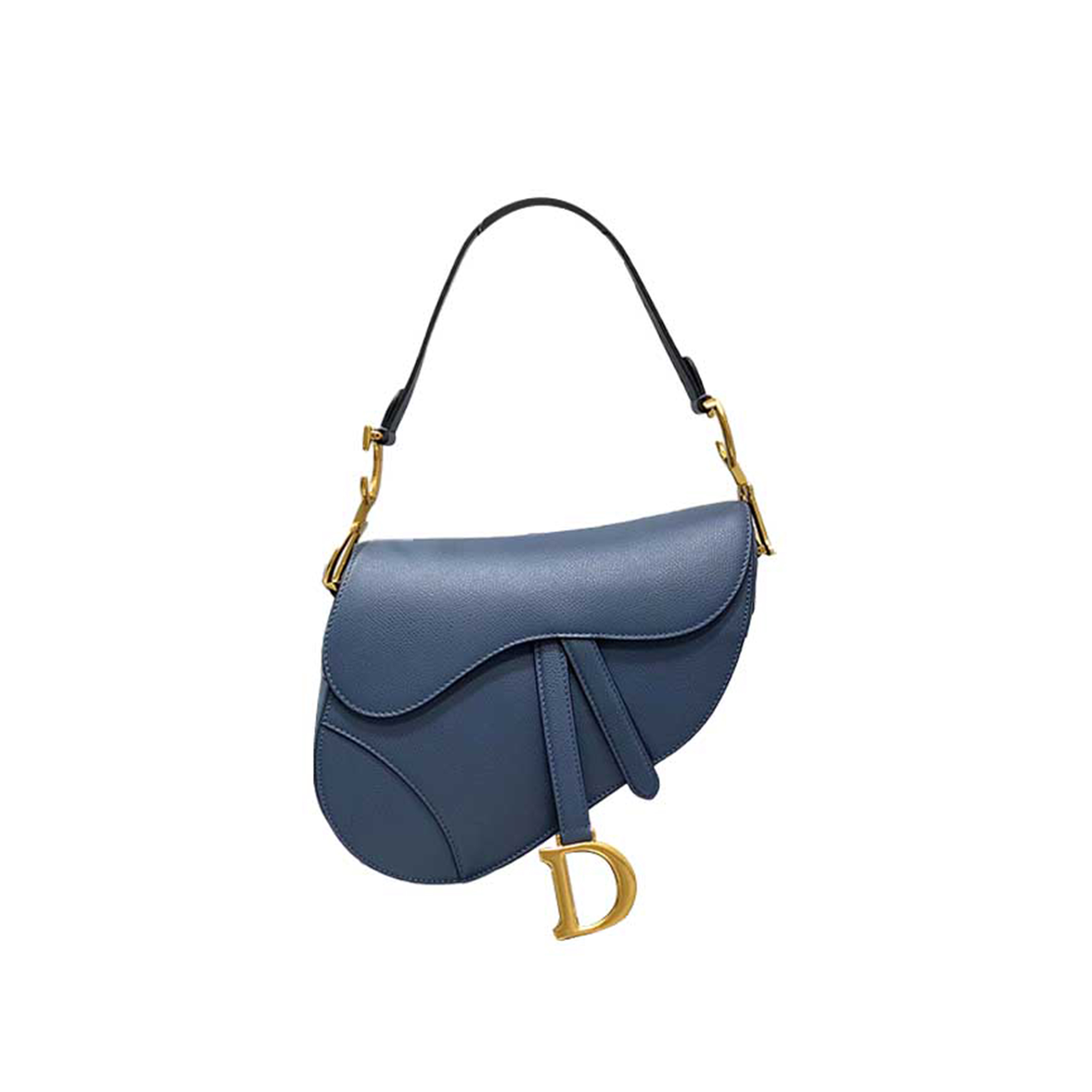 D*or large saddle blue grained leather tote (24*18*6cm)